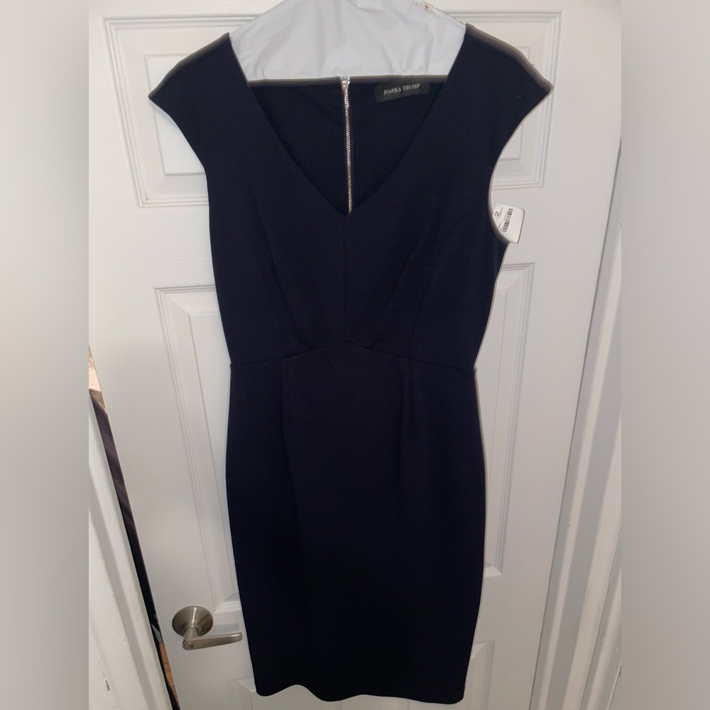 Ivanka Trump navy knee length business/suiting dress - zipper back